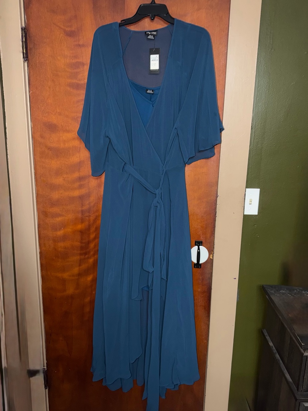 City Chic Teal Blue Wrap High-low Dress with Tie Waist